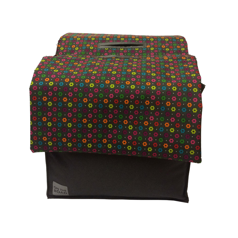Basil Dubbele fietstas grijs met bloemen 20L