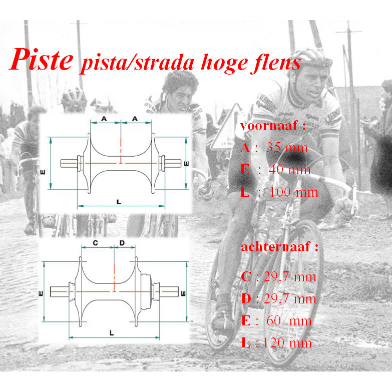 Miche Naafset Pista Strada V+A 32g m hoge flens teenslipper zi.