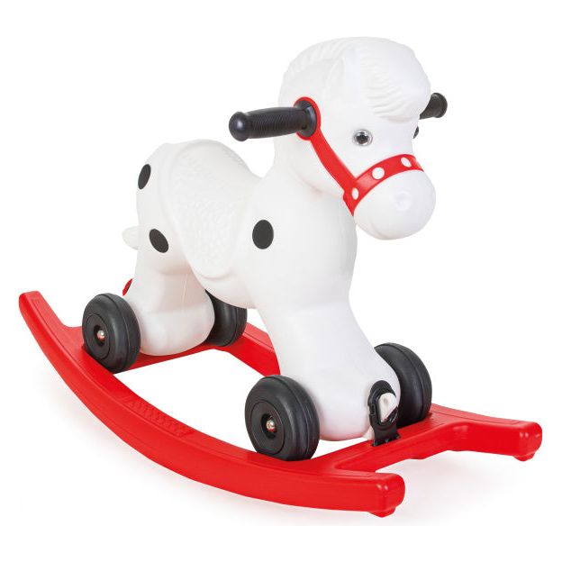 Muziekaal hobbel- en looppaard wit rood