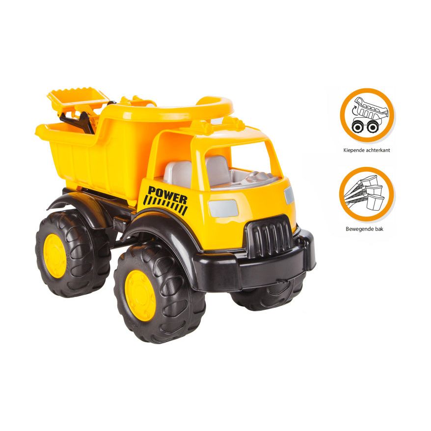 Power vrachtwagen met loader geel zwart 2-delig