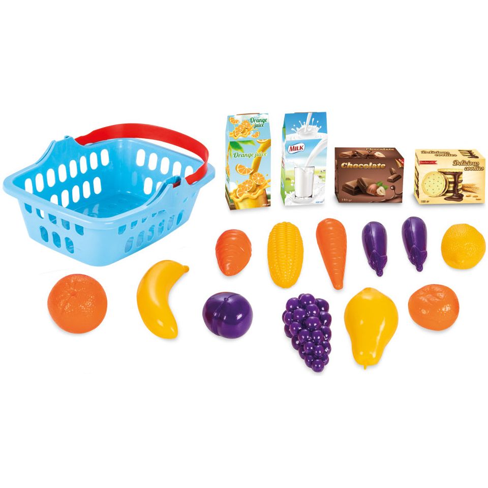 speelgoedfruitmand blauw 17-delig