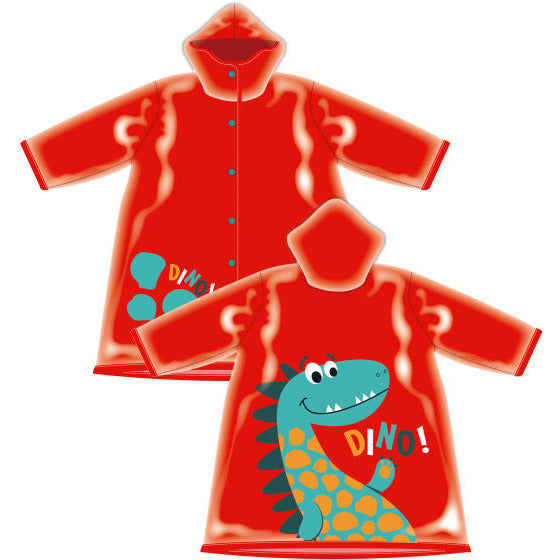 regenjas Dino junior PVC rood maat 6 jaar
