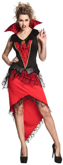 Bloodthirsty Queen Halloween Kostuum Dames Rood Zwart maat 36 38