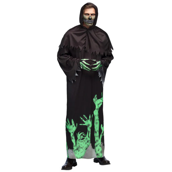 Glowing Reaper Halloween Kostuum Heren Zwart Groen maat 50 52