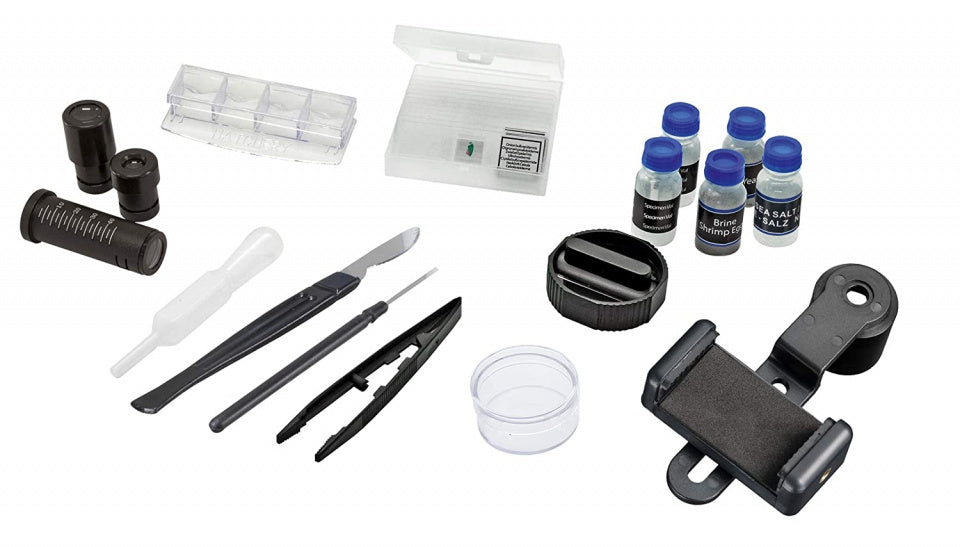 microscoop 40x-2000x junior 30 cm staal wit 8-delig