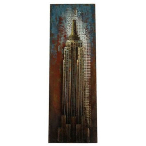 tableau Empire State Retraw 120 cm brun nickel
