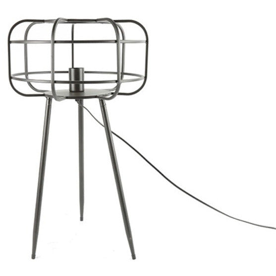 lampe à poser Hugo 37 x 37 x 65 cm E27 acier inoxydable noir