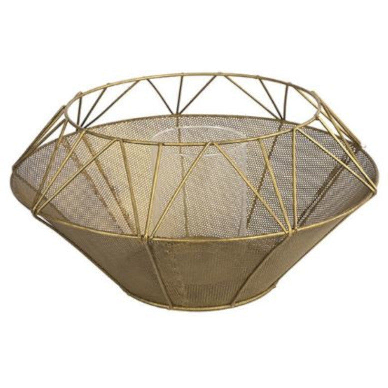 Hansli Theelichthouder 37 x 18,5 cm Staal Goud