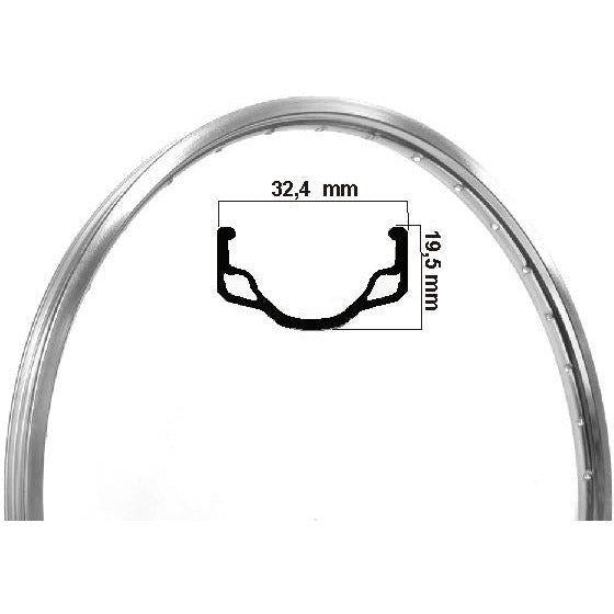 Ryde velg hl32 etrto 28 inch (635) polished alu 36 gaats 14g