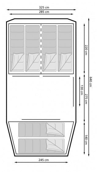 familietent Montana 6-persoons 640 cm groen grijs