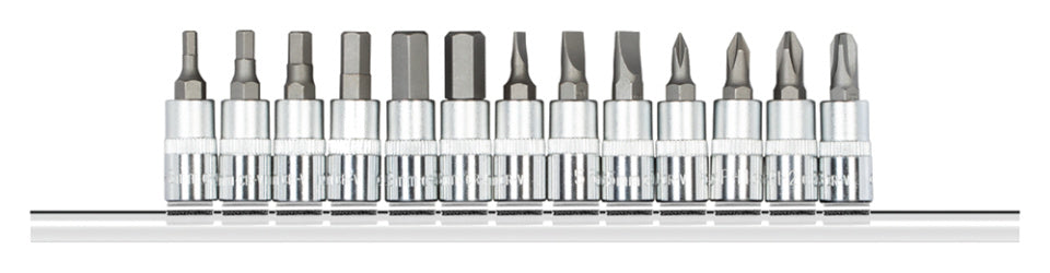 Dopsleutelschroevendraaierset 1 4 Inclusief Rail 13-delig
