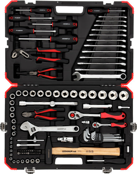 Dopsleutelset 1 4 + 1 2 Inch 10-32 mm 100-delig