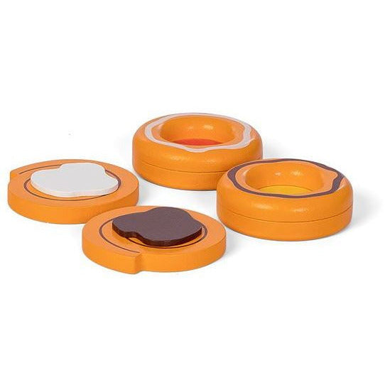 deens gebak junior 6 cm hout oranje bruin 4-delig