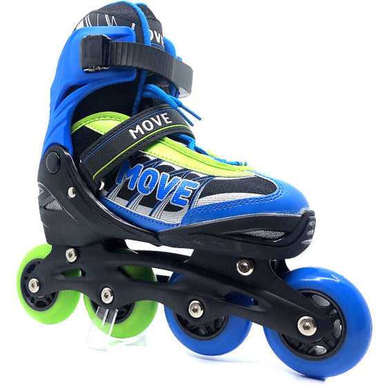 Inline skates Fast semi-softboot verstelbaar blauw groen maat 30-33