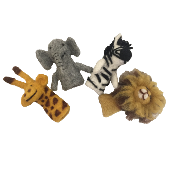 Papoose Toys Papoose Toys Afrikaanse dieren vingerpoppen 4 stuks