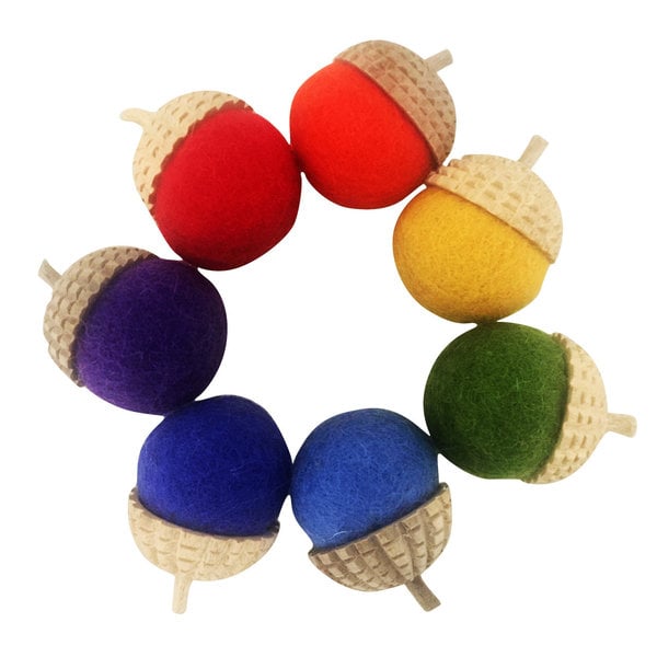 Papoose Toys Papoose Toys Regenboog Eikels 7-delig