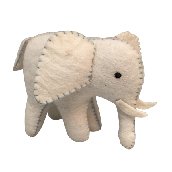 Papoose Toys Papoose Toys Witte Olifant Blauwe Stiksels