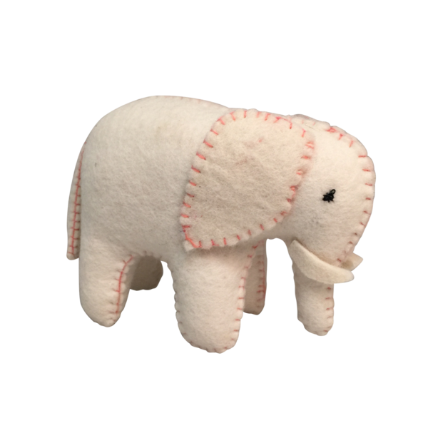 Papoose Toys Papoose Toys Witte Olifant Roze Stiksels