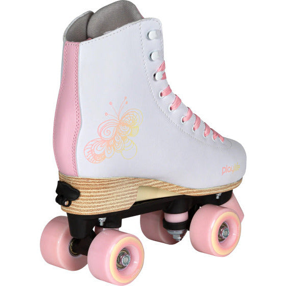 Klassieke verstelbare rolschaatsen junior wit roze maat 39 42