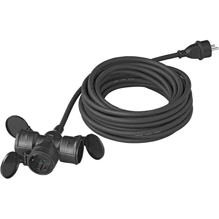 verlengkabel Schuko 3-voudig 20 meter 3x1,5mm² zwart