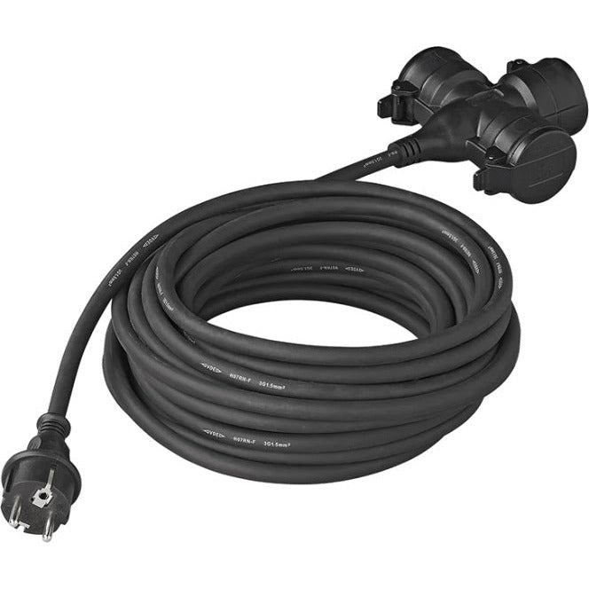 verlengkabel Schuko 3-voudig 20 meter 3x1,5mm² zwart