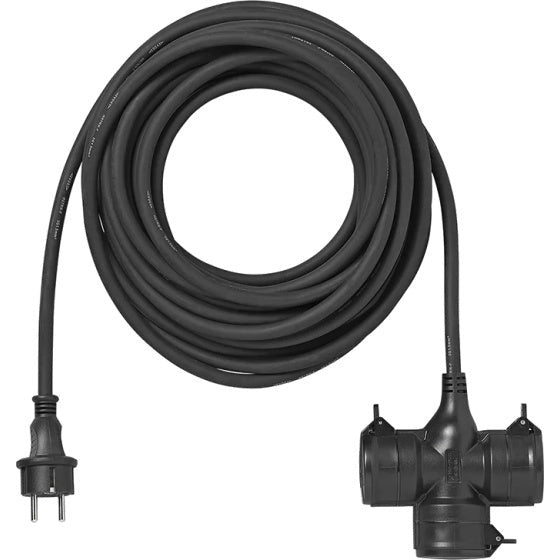 verlengkabel Schuko 3-voudig 20 meter 3x1,5mm² zwart
