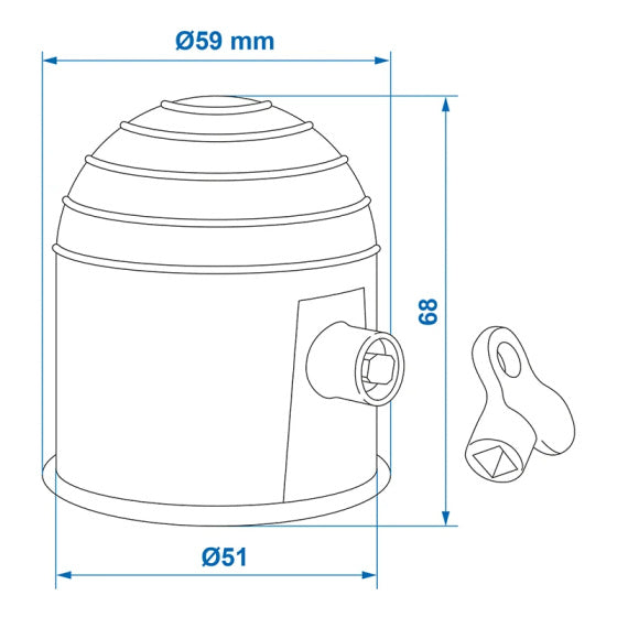 trekhaakdop met gleuf kunststof 7 cm chroom