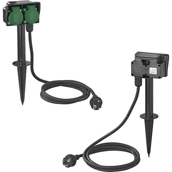 tuincontactdoos Schuko 2-voudig 2 meter 3x2,5mm² zwart