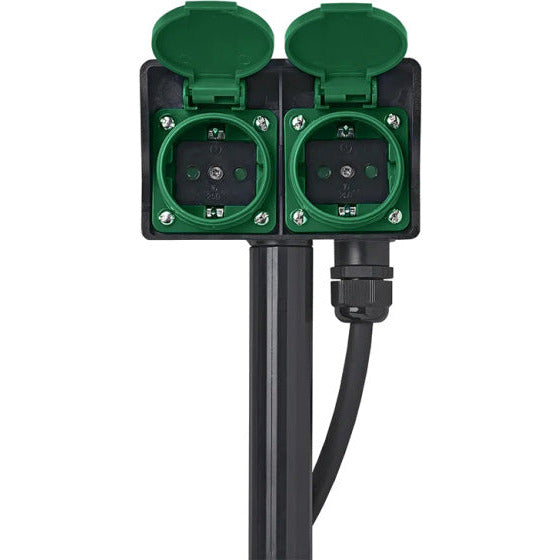 tuincontactdoos Schuko 2-voudig 2 meter 3x2,5mm² zwart