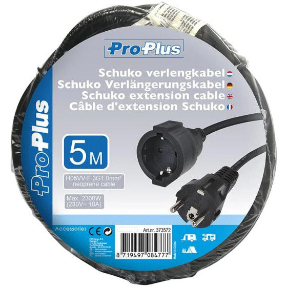 verlengkabel Schuko 5 meter 3x1,0mm² zwart
