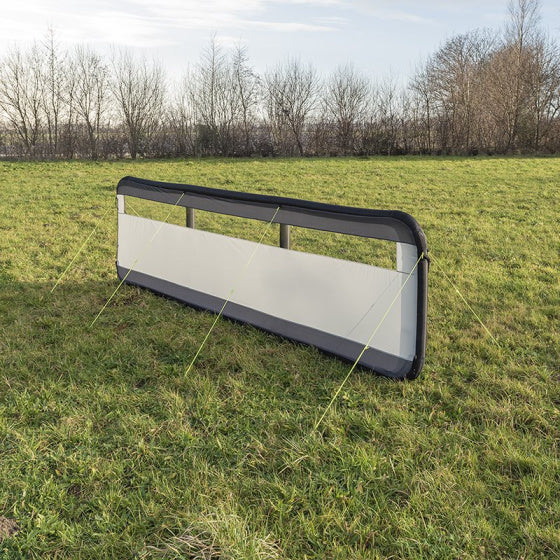 windscherm opblaasbaar 480 x 140 cm lichtgrijs zwart
