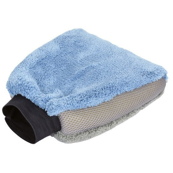 washandschoen microvezel 27 x 18 x 4,5cm blauw grijs
