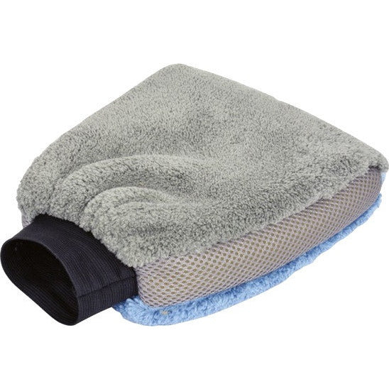 washandschoen microvezel 27 x 18 x 4,5cm blauw grijs