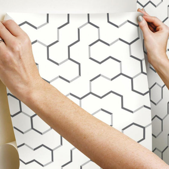 Peel and Stick Geometrisch Behang 503 cm Vinyl Grijs
