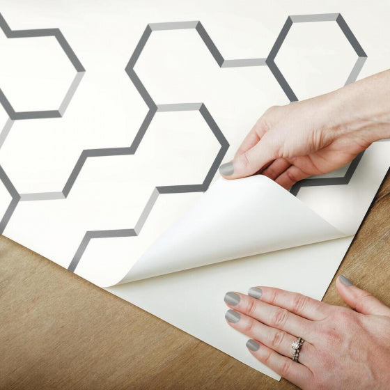 Peel and Stick Geometrisch Behang 503 cm Vinyl Grijs