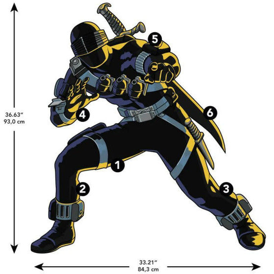 GI Joe Retro Snake Eyes Muursticker 93 cm 16-Delig