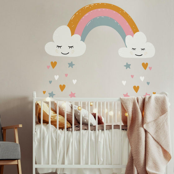 Regenboogharten muursticker 112 cm vinyl 47-Delig