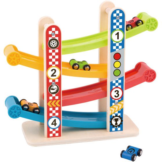 Tooky toy Houten Autobaan met Speelauto's 18 maanden 5-delig