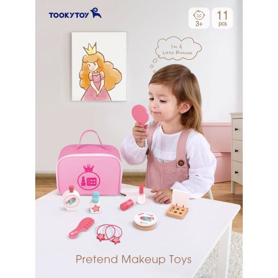 Tooky toy Houten Make-up Speelset Roze 11-delig