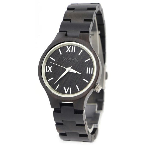 Wave hawaii Horloge Citizen Miyota dames 3,5 cm hout zwart