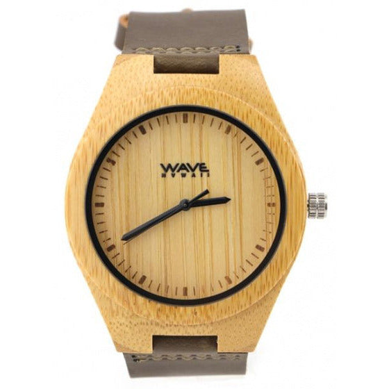 Wave hawaii Horloge Citizen Miyota heren 4,5 cm bamboe bruin