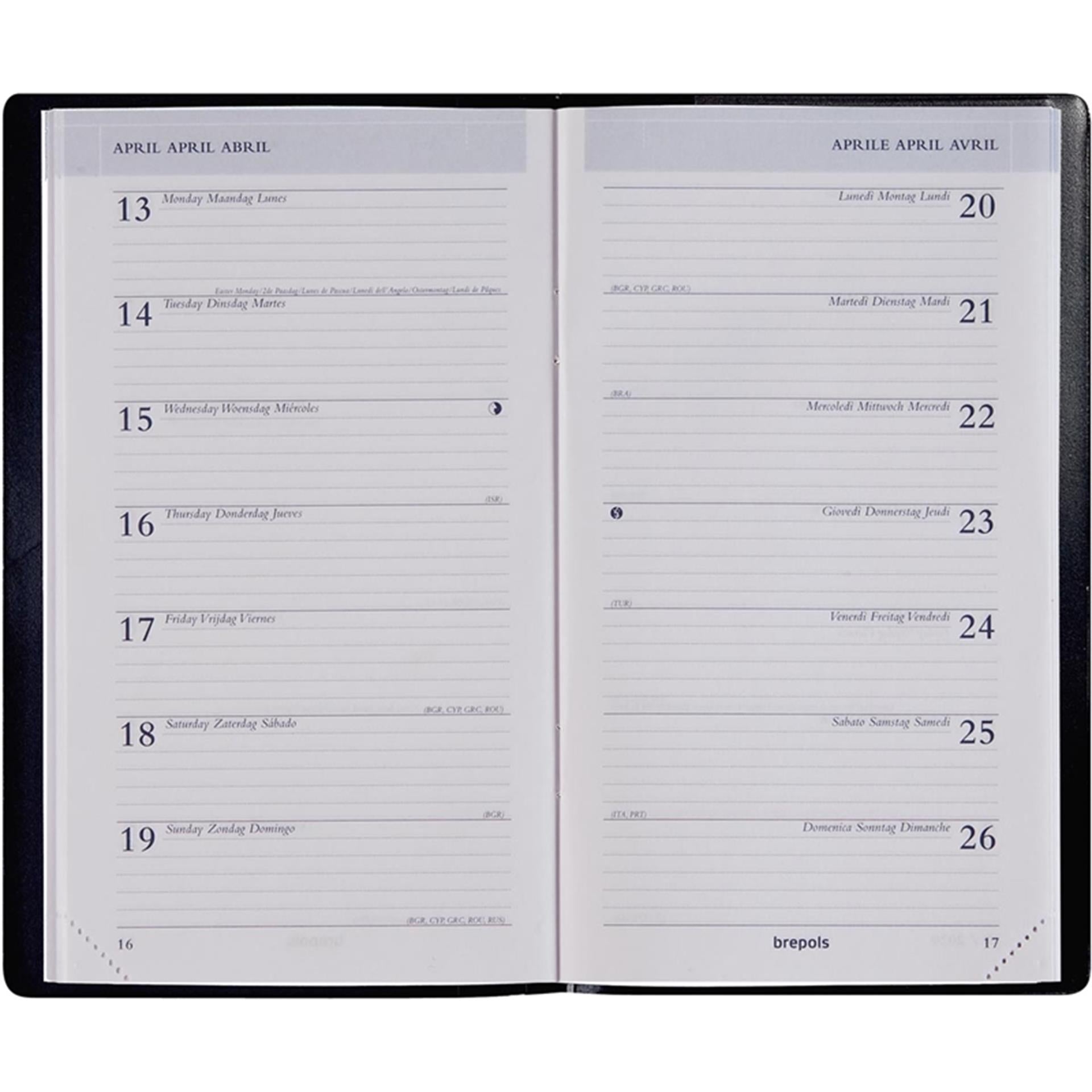 Brepols agenda breplan genova zwart 2027 9,2x16cm