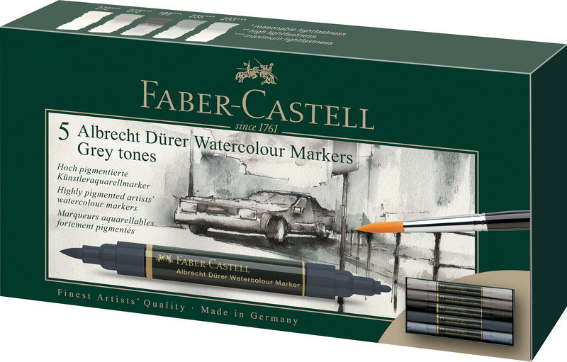 Faber Castell FC-160306 WK25 aquarelmarker FC Albrechtdürer 5 stuks grijstinten
