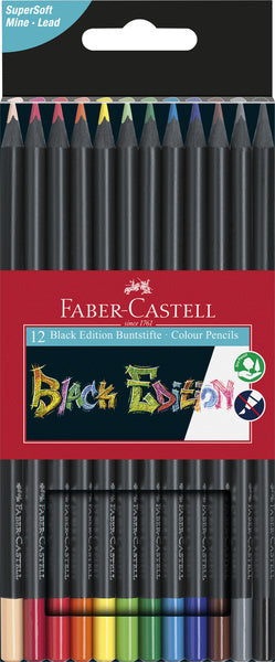 Faber castell fc-116412 kleurpotloden zwarte editie in etui 12 stuks