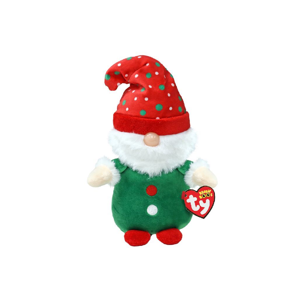 Ty Beanie Boo's kerstkabouter Gnolan Elf, 15 cm
