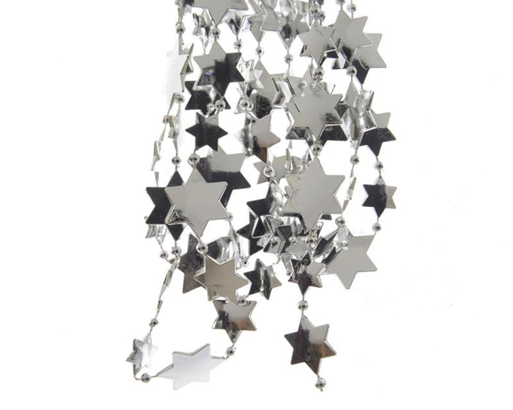 Decoris kralenslinger ster kunststof 270cm zilver