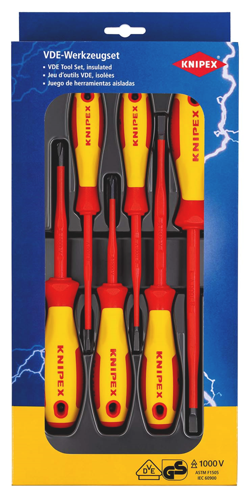 Knipex schroevendraaierset 00 20 12 v02 vde (rood geel, 6-delig)