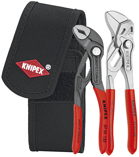 Knipex mini-tangenset in gereedschapsriemtas 002072v (rood zwart, 2-delig)