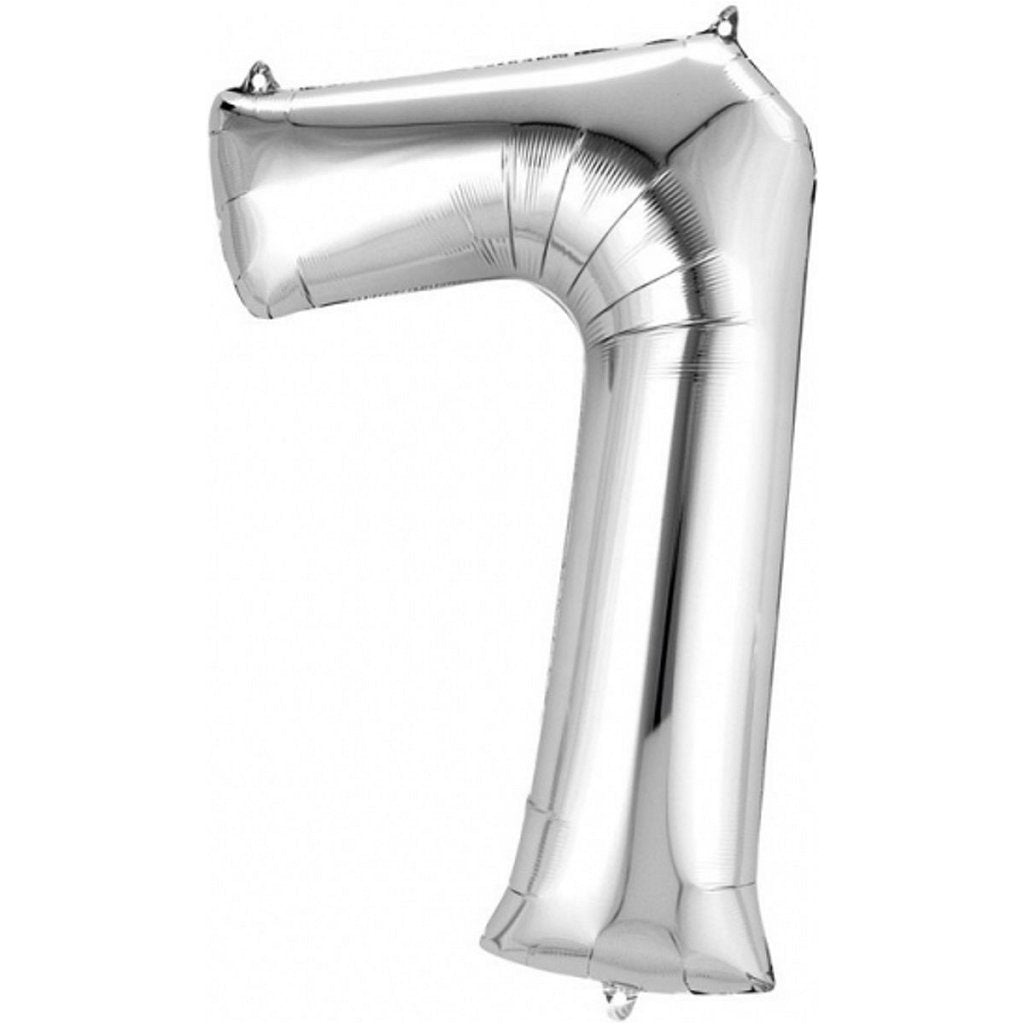Basis folie ballon nummer 7 58x88 cm zilver
