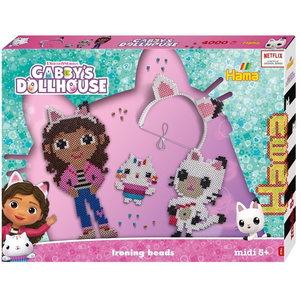 Hama strijkkralenset geschenkdoos - gabby's poppenhuis, 4000st.